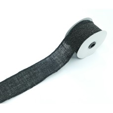 2.5 Inch Black Burlap Ribbon With Gold Glitter and Wired Edges, 10 Yards (Lot of 1 Spool) SALE ITEM